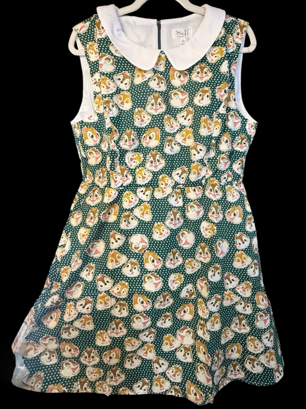 Tulip B Polka Dot Squirrel Green White Summer Dress Peter Pan Unique Vintage NWT